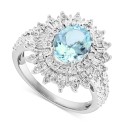 Aquamarine (1-5/8 ct. t.w.) & Diamond (1/4 ct. t.w.) Sunburst Halo Ring in 14k White Gold