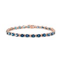 Blue Topaz (13-1/3 ct. t.w.) & Diamond (1/4 ct. t.w.) Tennis Bracelet in 14k Rose Gold