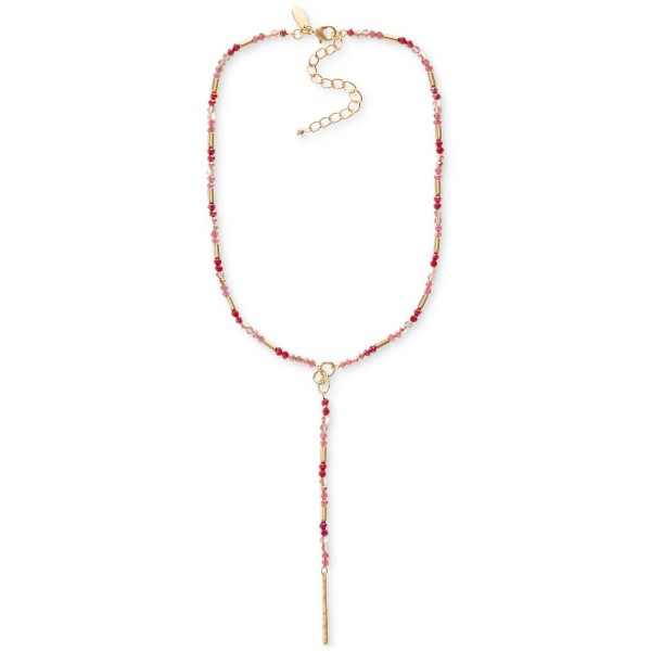 Gold-Tone Mixed Bead Lariat Necklace, 18