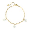 Freshwater Pearl (7mm) Dangle Heart Link Chain Bracelet in 14k Gold-Plated Sterling Silver