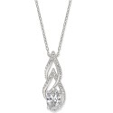 Silver-Tone Cubic Zirconia Pendant Necklace