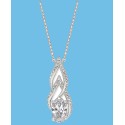 Silver-Tone Cubic Zirconia Pendant Necklace