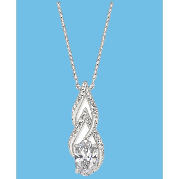 Silver-Tone Cubic Zirconia Pendant Necklace