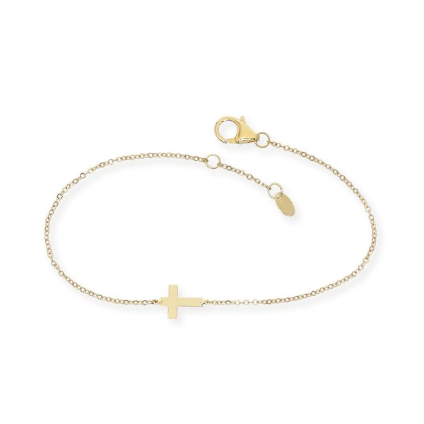 Adjustable Cross Bracelet Set in 14k Gold