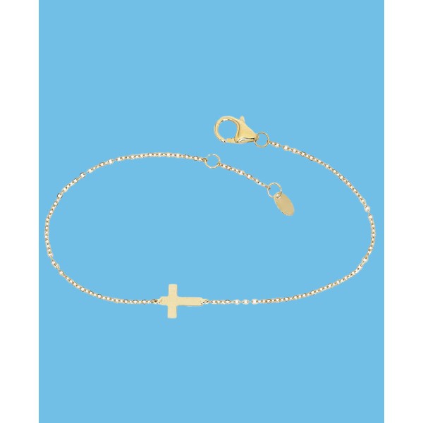 Adjustable Cross Bracelet Set in 14k Gold