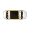 Men's Onyx & Chocolate Diamond (1/6 ct. t.w.) Ring in Sterling Silver & 14k Gold