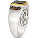 Men's Onyx & Chocolate Diamond (1/6 ct. t.w.) Ring in Sterling Silver & 14k Gold