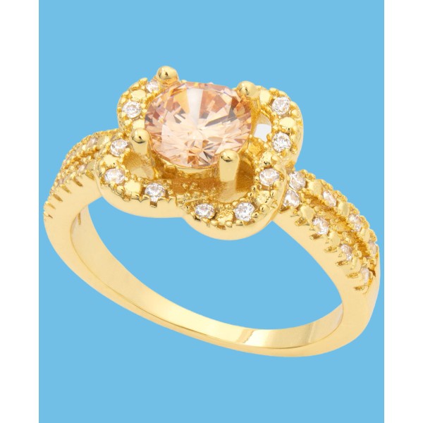 Gold-Tone Cubic Zirconia Knot Flower Ring