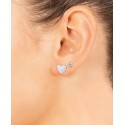 2-Pair Cubic Zirconia Pave Heart Stud Earrings Set