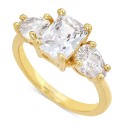 Gold-Tone Crystal Triple-Stone Ring