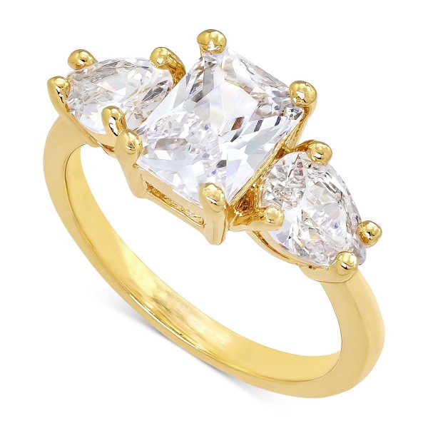 Gold-Tone Crystal Triple-Stone Ring