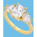 Gold-Tone Crystal Triple-Stone Ring