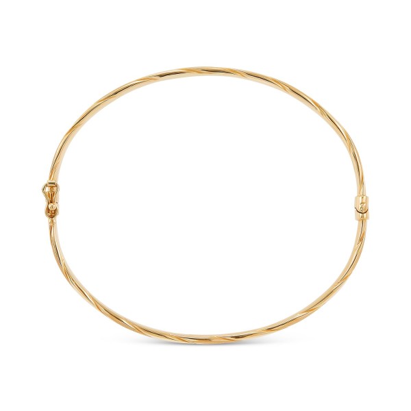 Polished & Textured Bangle Bracelet in 10k Gold