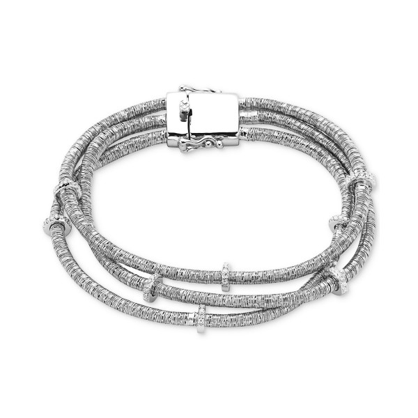 Diamond Rondelle Wire Wrap Bracelet (1/6 ct. t.w.) in Sterling Silver