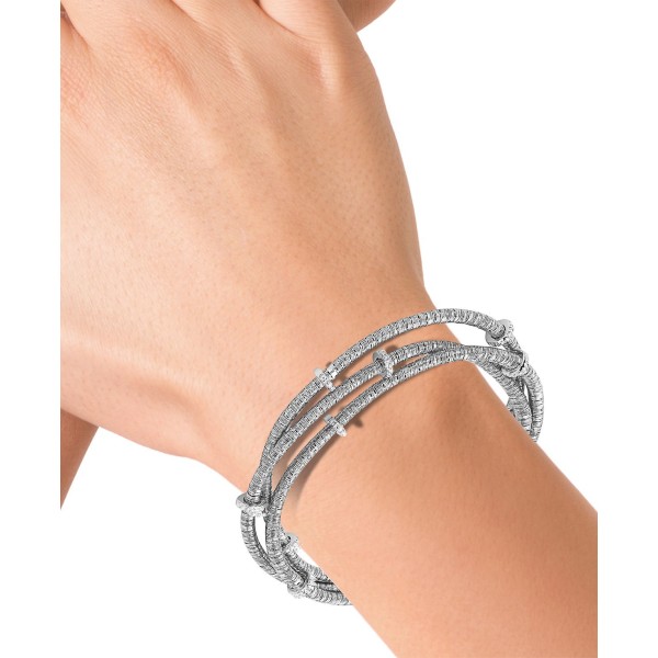 Diamond Rondelle Wire Wrap Bracelet (1/6 ct. t.w.) in Sterling Silver