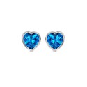 Heart Bezel Stud Earrings in Sterling Silver with Tanzanite