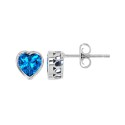 Heart Bezel Stud Earrings in Sterling Silver with Tanzanite