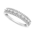 Diamond Baguette & Round Triple Row Band (3/8 ct. t.w.) in 14k White Gold