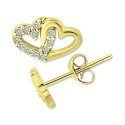 Cubic Zirconia Intertwined Hearts Stud Earrings