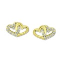 Cubic Zirconia Intertwined Hearts Stud Earrings