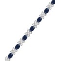 Sapphire (9-1/2 ct. t.w.) & Diamond (1 ct. t.w.) Oval & Flower Link Bracelet in 14k White Gold