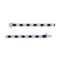 Sapphire (9-1/2 ct. t.w.) & Diamond (1 ct. t.w.) Oval & Flower Link Bracelet in 14k White Gold