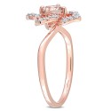 Morganite (1/2 ct. t.w.) and White Topaz (1/4 ct. t.w.) Rose Gold Plated Silver, Floral Ring