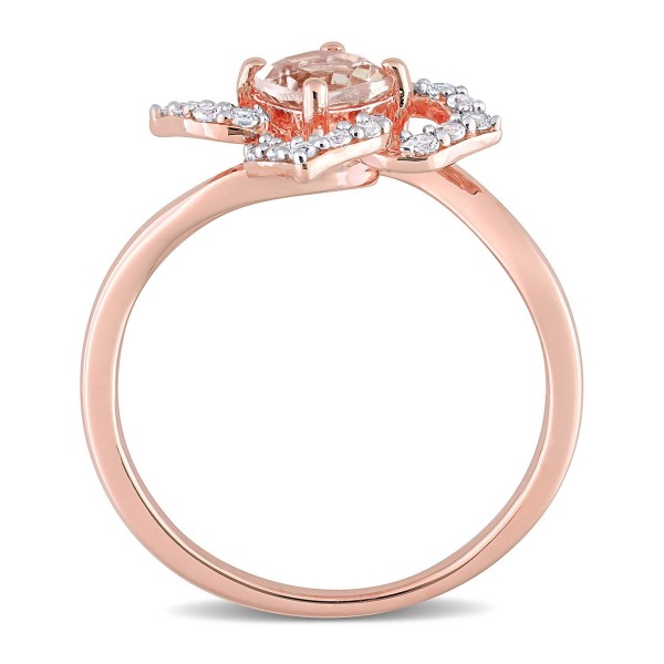 Morganite (1/2 ct. t.w.) and White Topaz (1/4 ct. t.w.) Rose Gold Plated Silver, Floral Ring