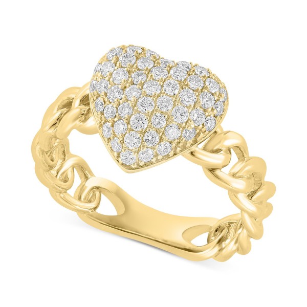 Diamond Heart Cluster Chain Link Ring (5/8 ct. t.w.) in 14k Gold