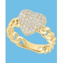 Diamond Heart Cluster Chain Link Ring (5/8 ct. t.w.) in 14k Gold