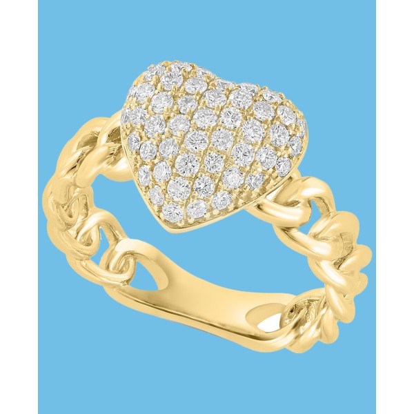 Diamond Heart Cluster Chain Link Ring (5/8 ct. t.w.) in 14k Gold