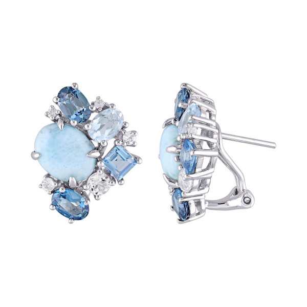 Multicolor Topaz (4-1/2 ct. t.w.) Cluster Stud Earrings in Sterling Silver