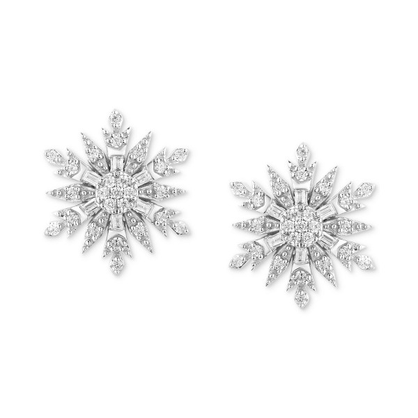 Diamond Snowflake Stud Earrings (1/4 ct. t.w.) in Sterling Silver