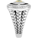 Men's Multi-Gemstone & Diamond (1/10 ct. t.w.) Ring in Sterling Silver & 14k Gold