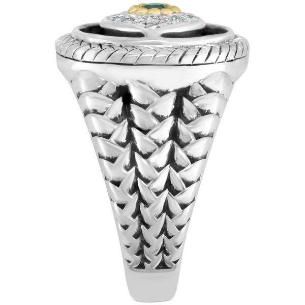 Men's Multi-Gemstone & Diamond (1/10 ct. t.w.) Ring in Sterling Silver & 14k Gold