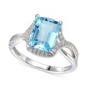 Blue Topaz (2-5/8 ct. t.w.) & Diamond (1/4 ct. t.w.) Statement Ring in 14k White Gold