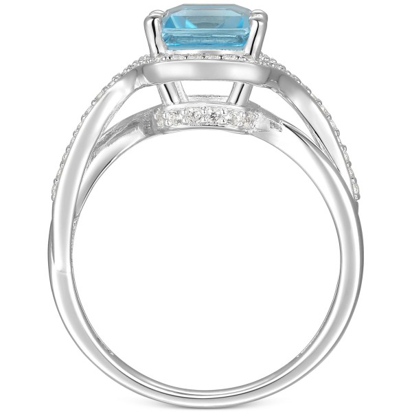 Blue Topaz (2-5/8 ct. t.w.) & Diamond (1/4 ct. t.w.) Statement Ring in 14k White Gold