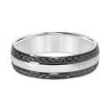 Men's Carved Two-Tone Wedding Band in Sterling Silver & Black Rhodium-Plate