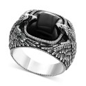 Men's Onyx Eagle Ring (10 ct. t.w.) in Sterling Silver