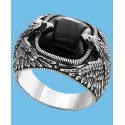 Men's Onyx Eagle Ring (10 ct. t.w.) in Sterling Silver