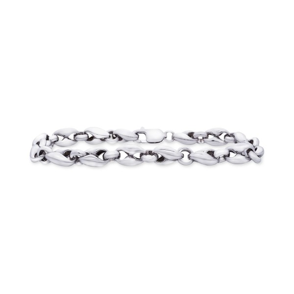 Men's Polished Curved Link Bracelet in Sterling Silver