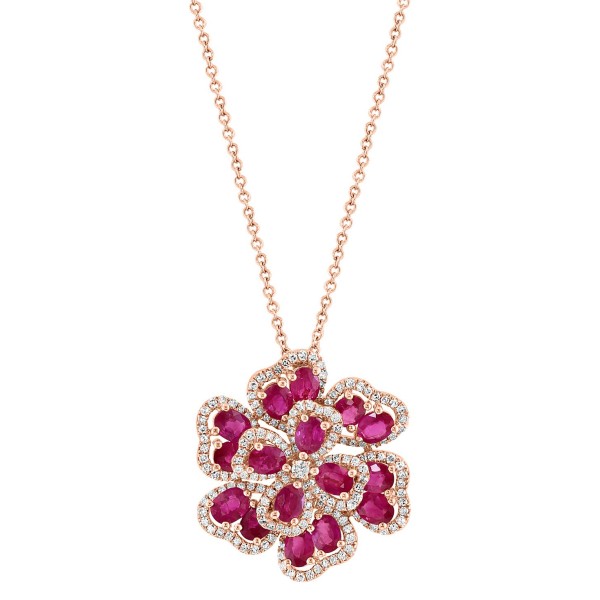 Ruby (3-3/4 ct. t.w.) & Diamond (5/8 ct. t.w.) Flower 18