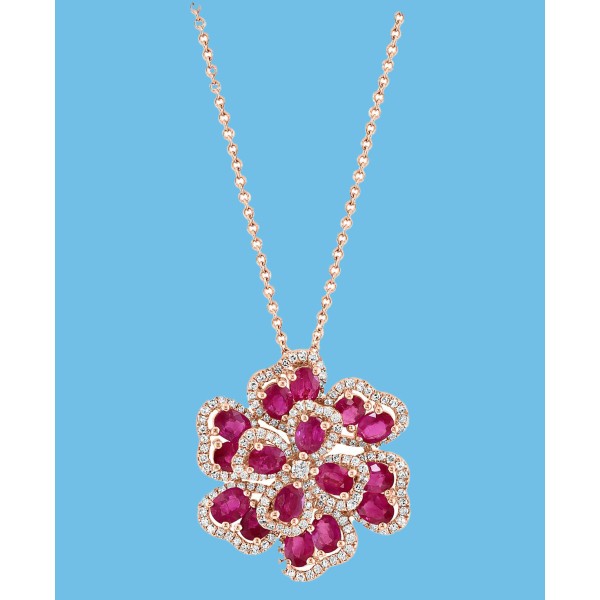 Ruby (3-3/4 ct. t.w.) & Diamond (5/8 ct. t.w.) Flower 18