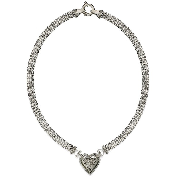 Diamond Mesh Heart Necklace in Sterling Silver (1/4 ct. t.w.)