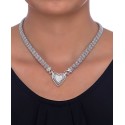 Diamond Mesh Heart Necklace in Sterling Silver (1/4 ct. t.w.)