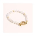 18K Gold Plated Freshwater Pearl with Star and Pearl Bracelet