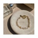 18K Gold Plated Freshwater Pearl with Star and Pearl Bracelet