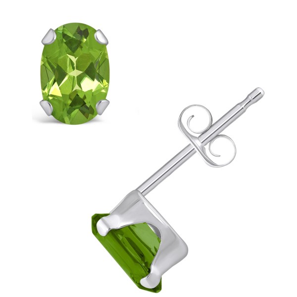 Gemstone Stud Earrings in 10k White Gold