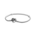 Cubic Zirconia Family Tree Heart Clasp Snake Chain Bracelet