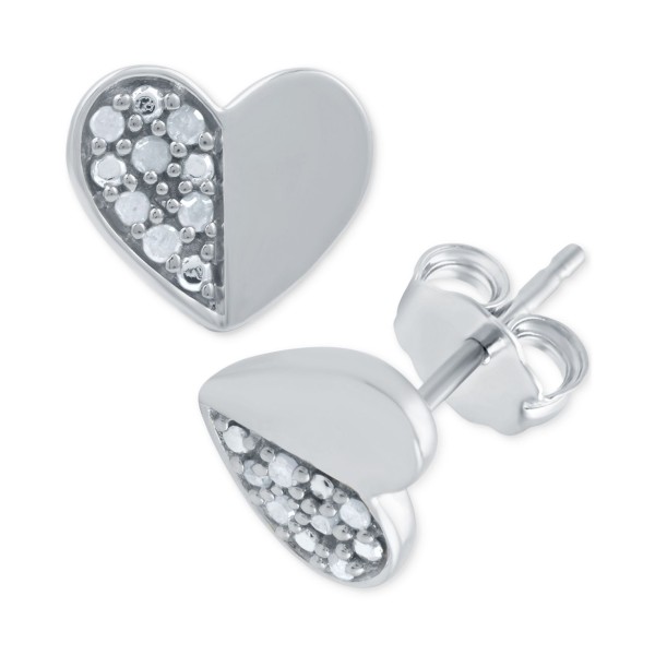 Diamond Polished Heart Stud Earrings (1/10 ct. t.w.)